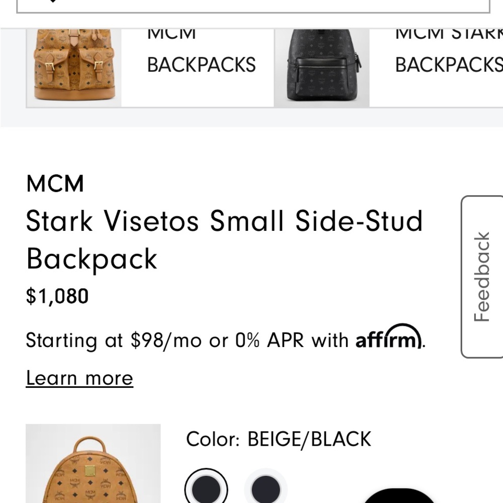 MCM Cognac Backpack with Black Visetos Pattern
